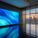 indoor LED video wall installation in a UAE corporate lobby — BeBright digital display solutions